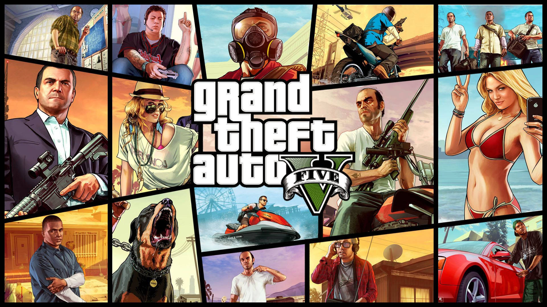 1080p постер игры GTA 5 Обои