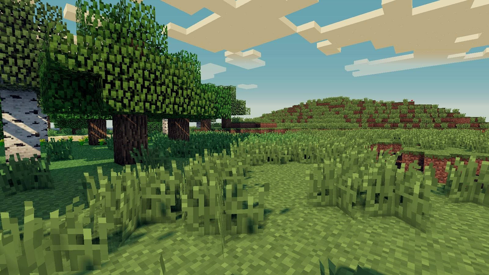 1280x720 Зеленое поле в Minecraft Обои