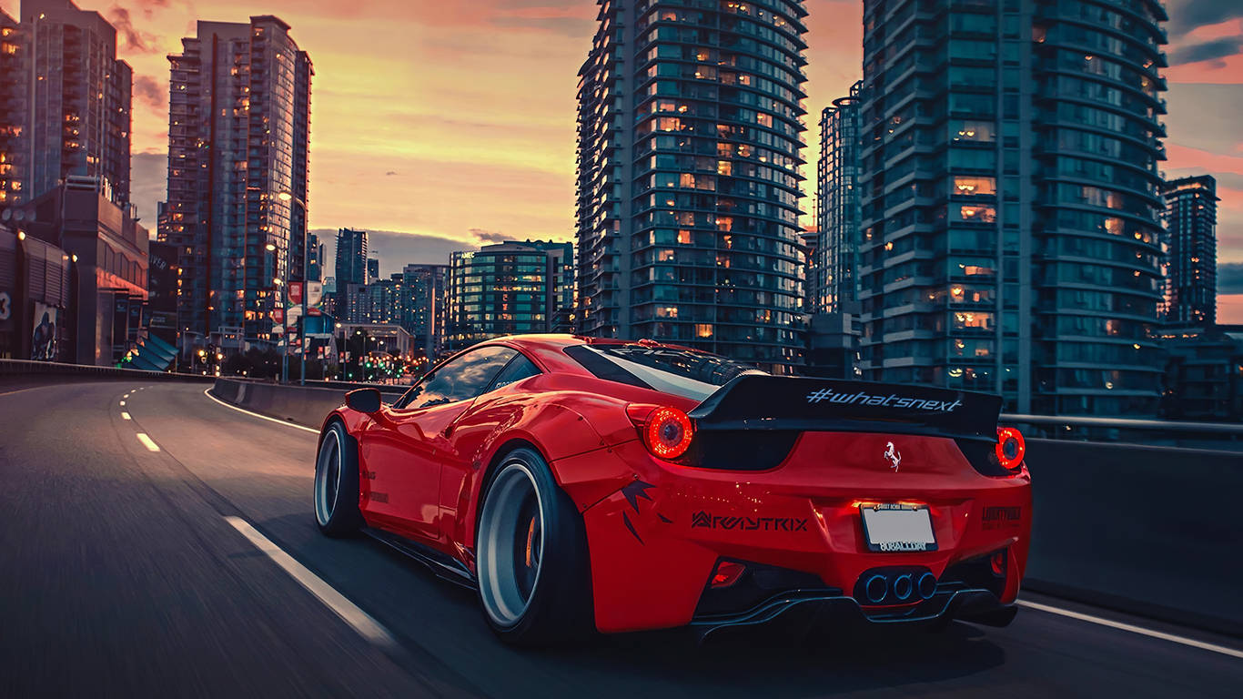 Крутой город 1366x768 Ferrari HD Обои