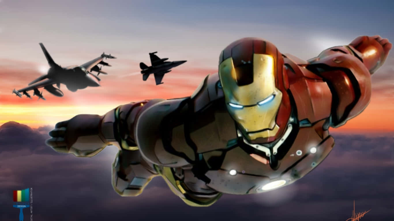 1366x768 Джumbo Jets фон с Железным человеком Обои
