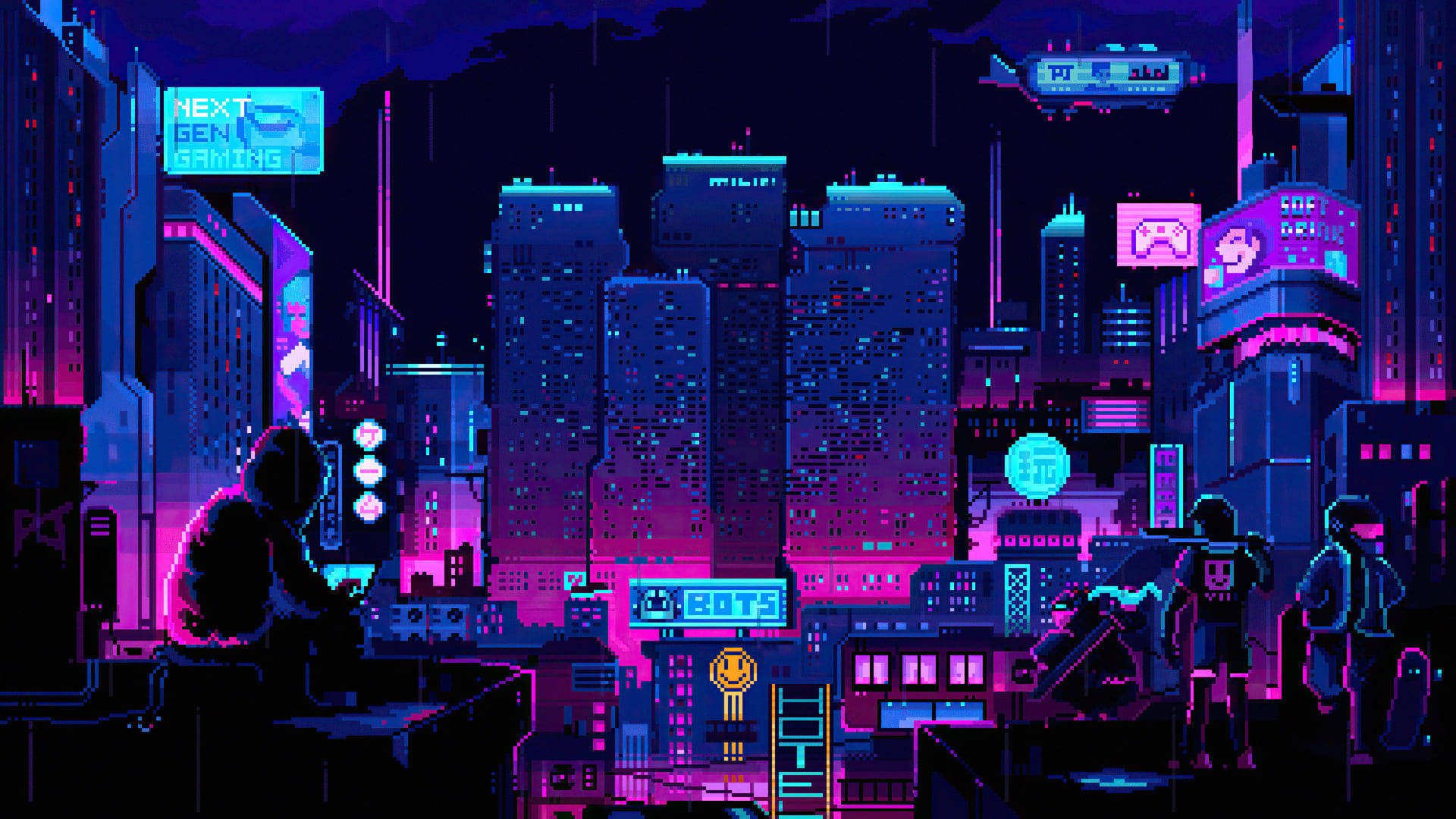 1920 X 1080 Игровой Киберпанк Город Обои