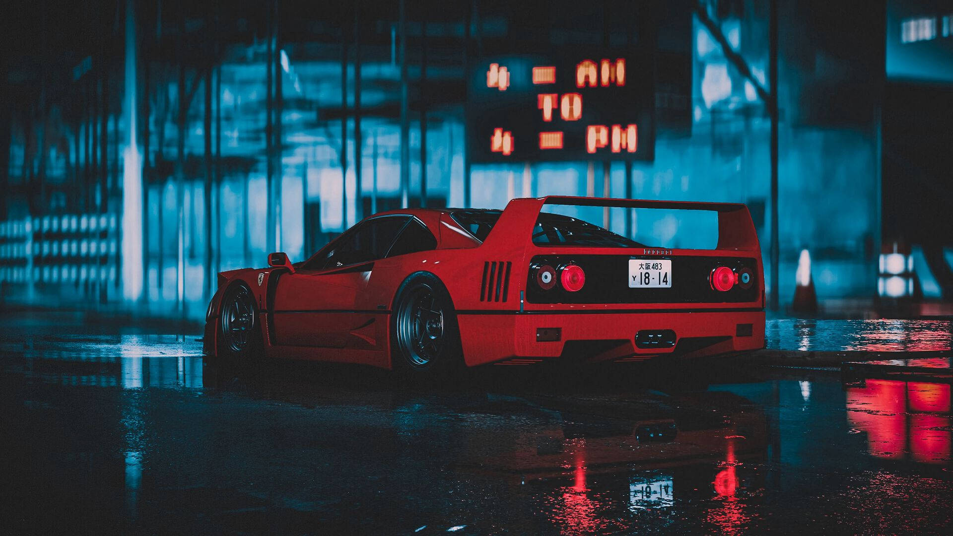 1920x1080 Ferrari F40 вид сзади Обои