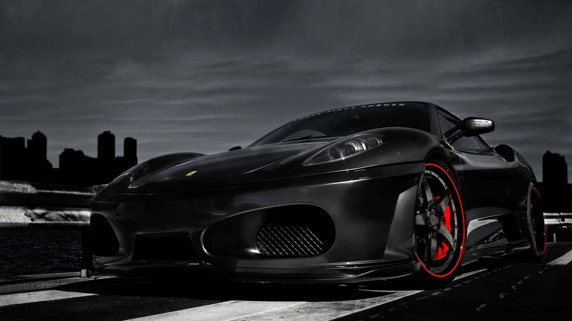 1920x1080 HD Автомобиль Черный Ferrari Обои