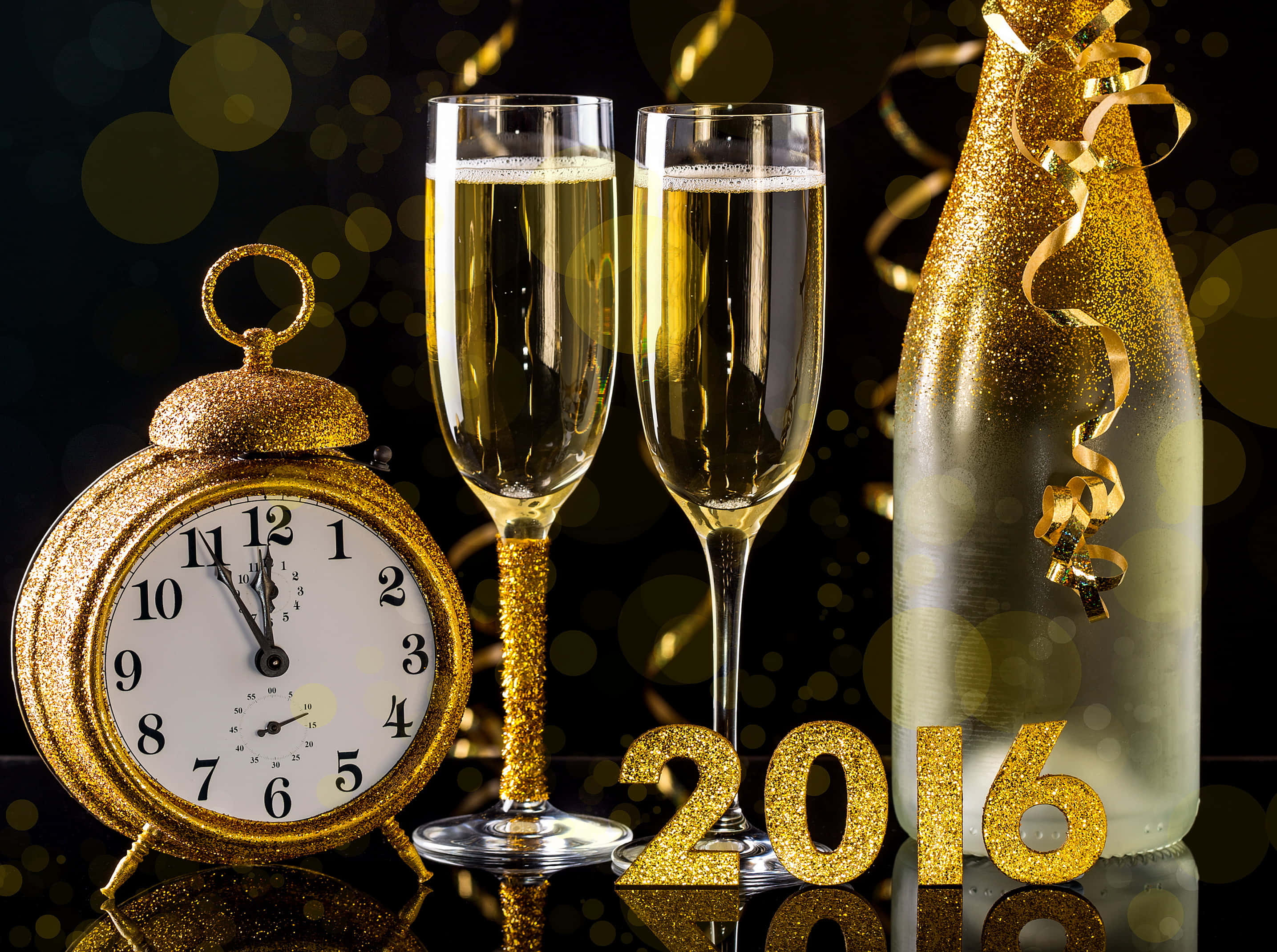 Золотой фон Нового года 2016 Обои