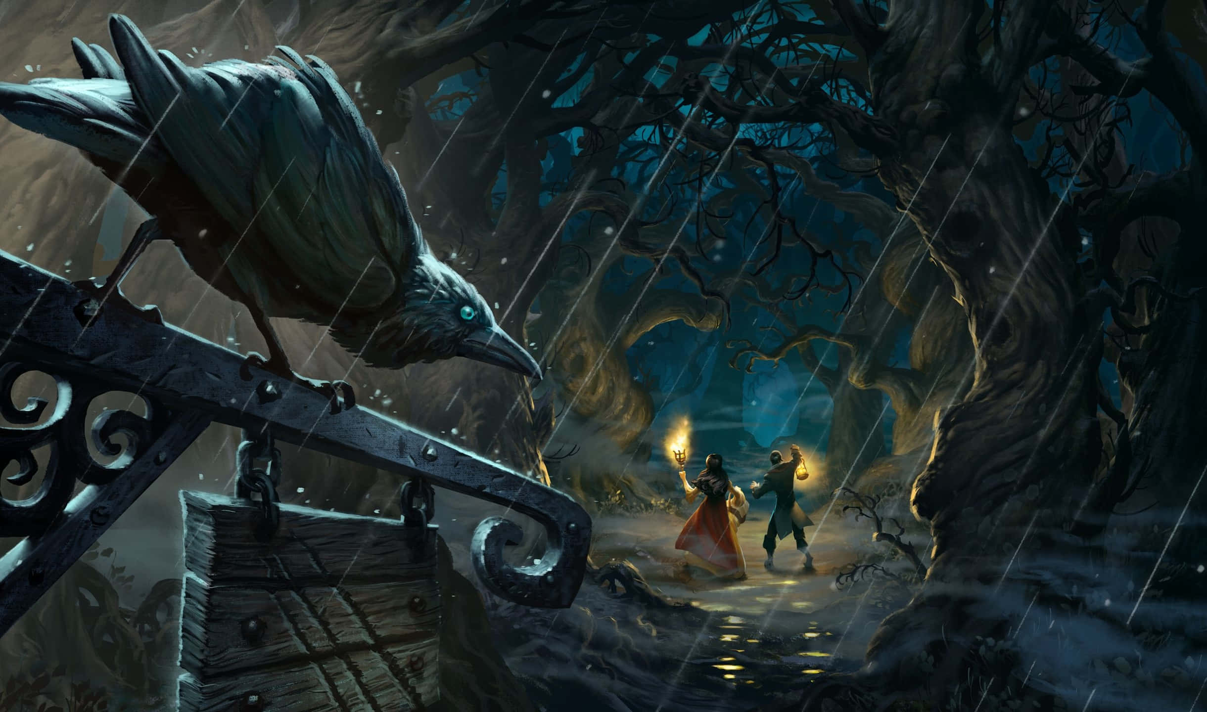 2440x1440 фон Hearthstone «Жуткий Ведьмин Лес» Обои