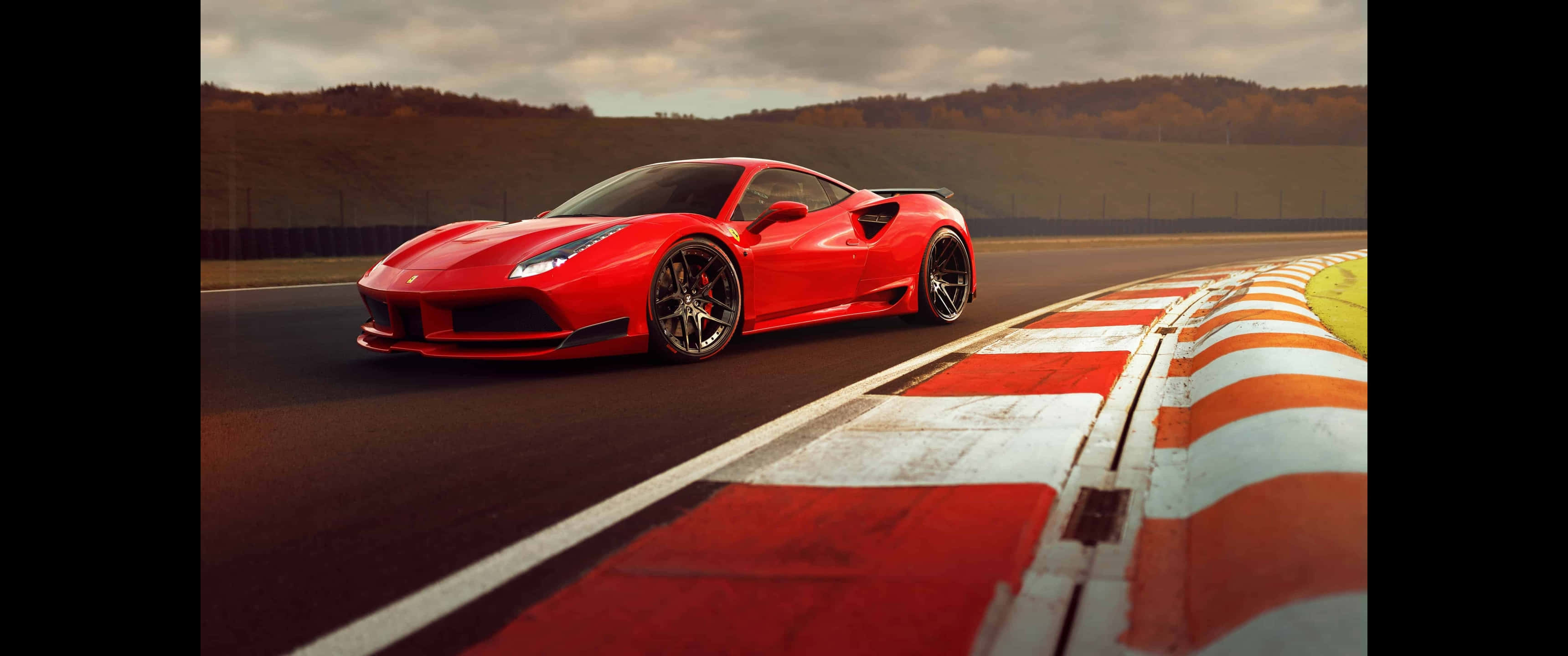 3440x1440p Ferrari фон Красные Белые Линии Обои