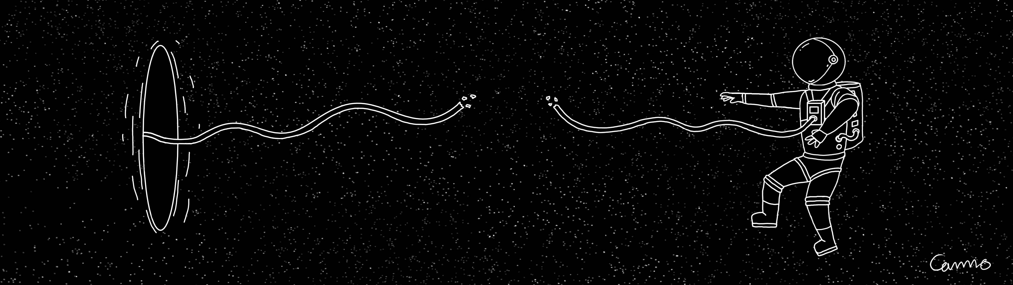 3840x1080 4K Космонавт в стиле Line Art Обои