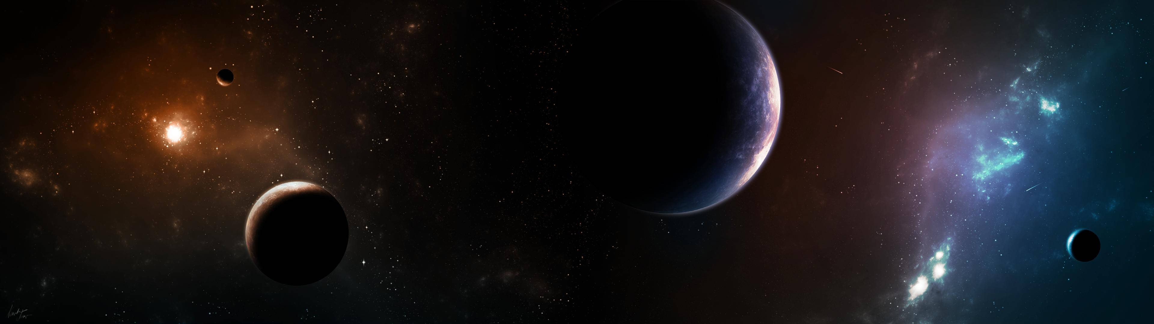 3840x1080 HD двойной монитор Галактика Обои