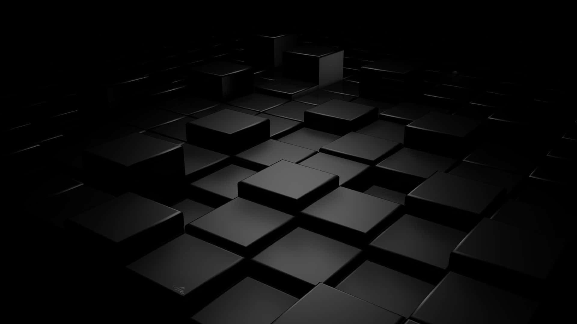 Слияние 3D кубов на полностью черном фоне Обои