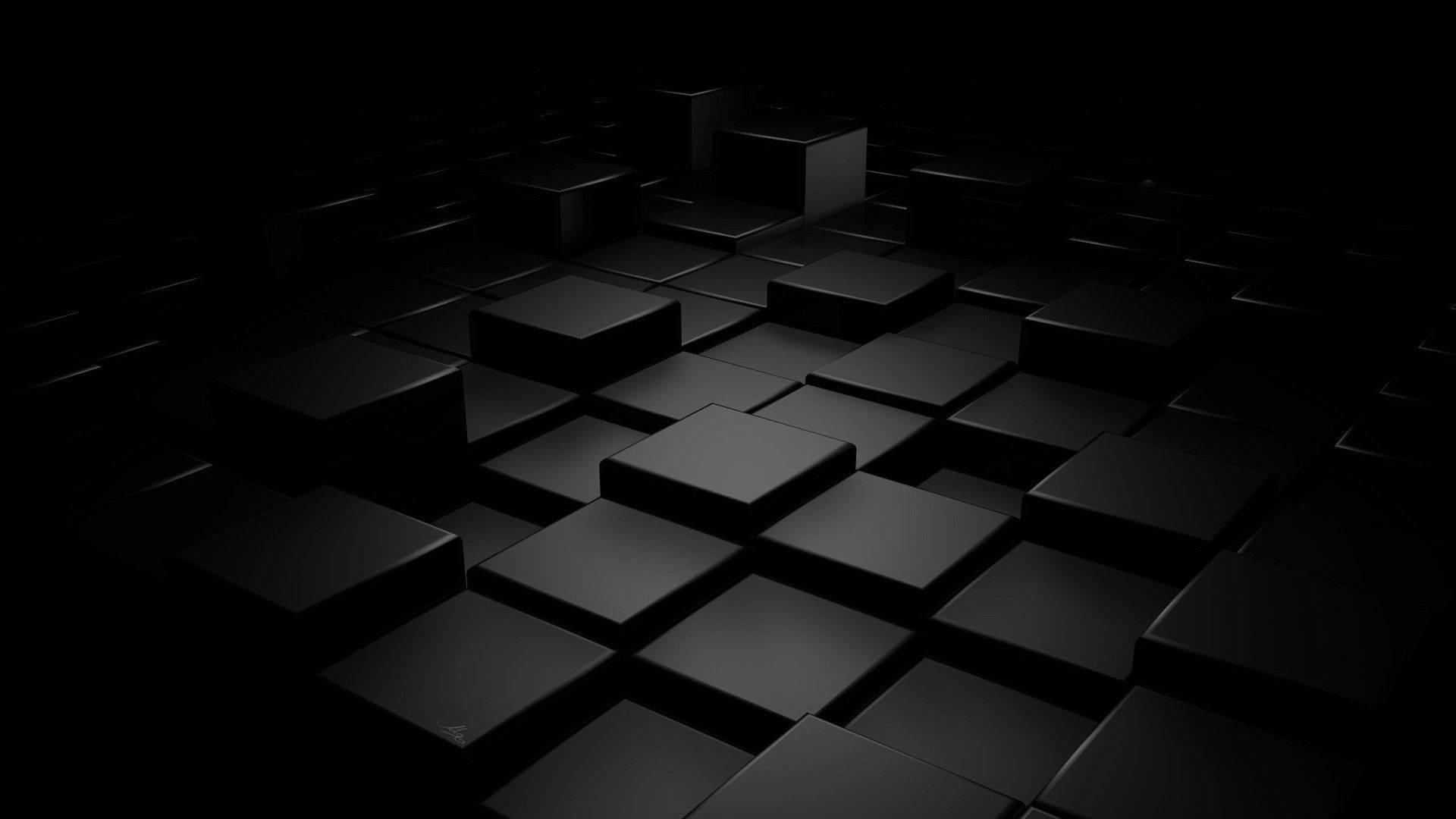 Черные кубы и квадраты 3D Обои