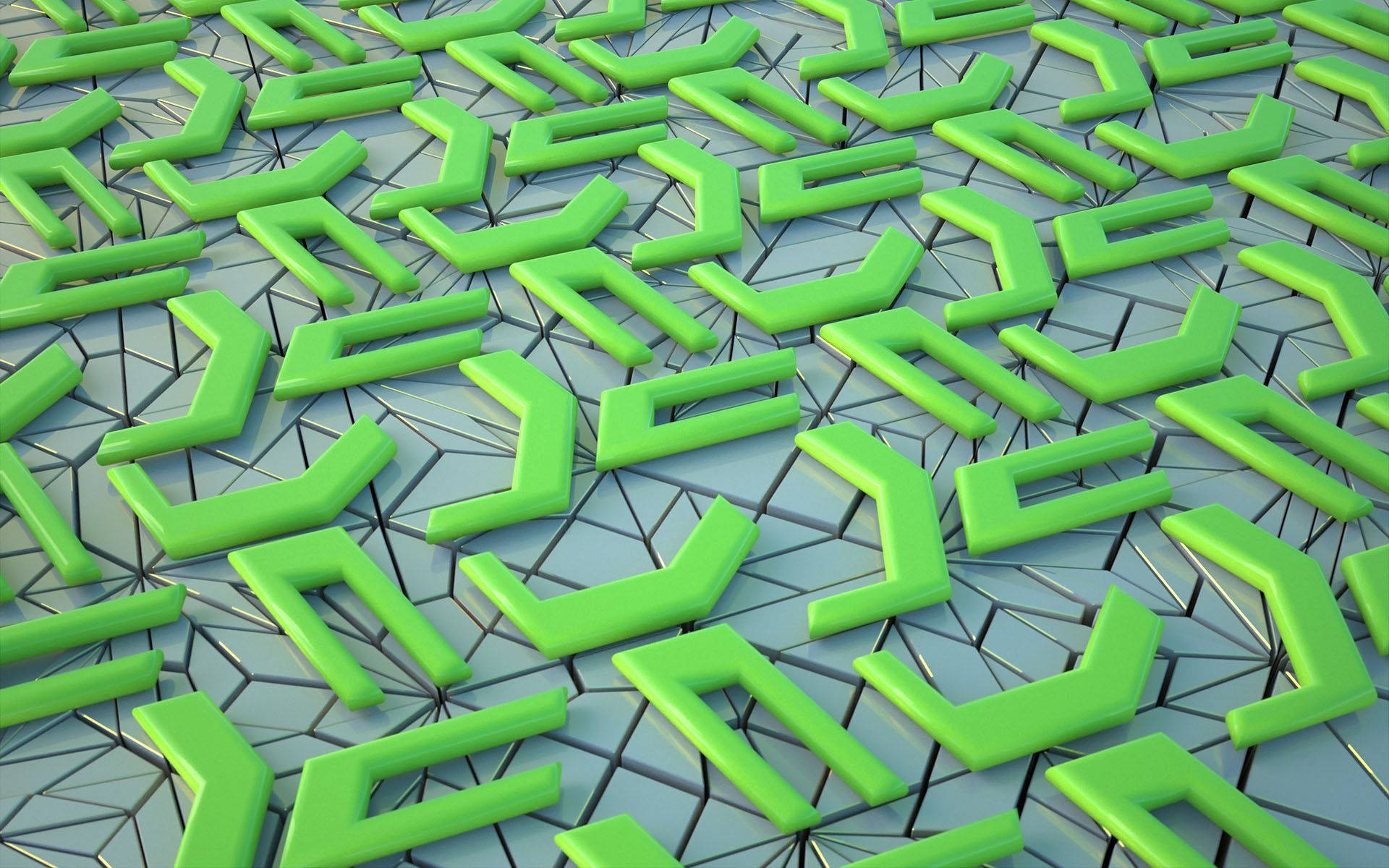 Коллаж из 3D фигур в различных оттенках зеленого Обои