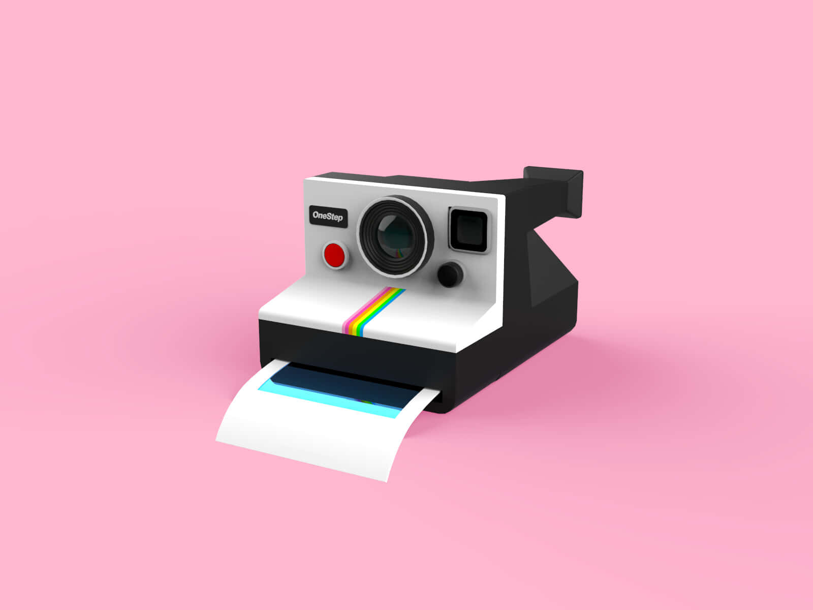 Розовая 3D-модель камеры Polaroid Обои
