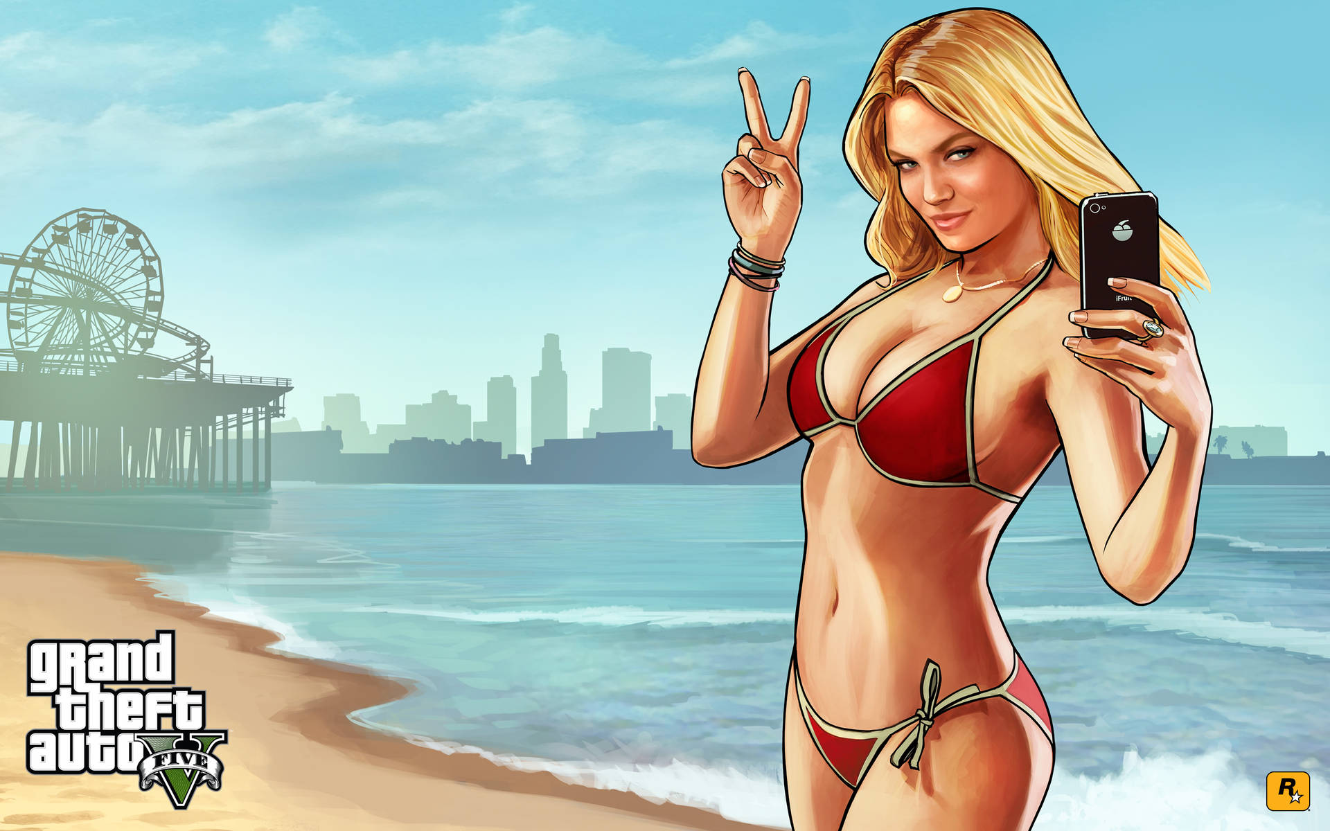 4K GTA 5 Девушка в бикини на пляже