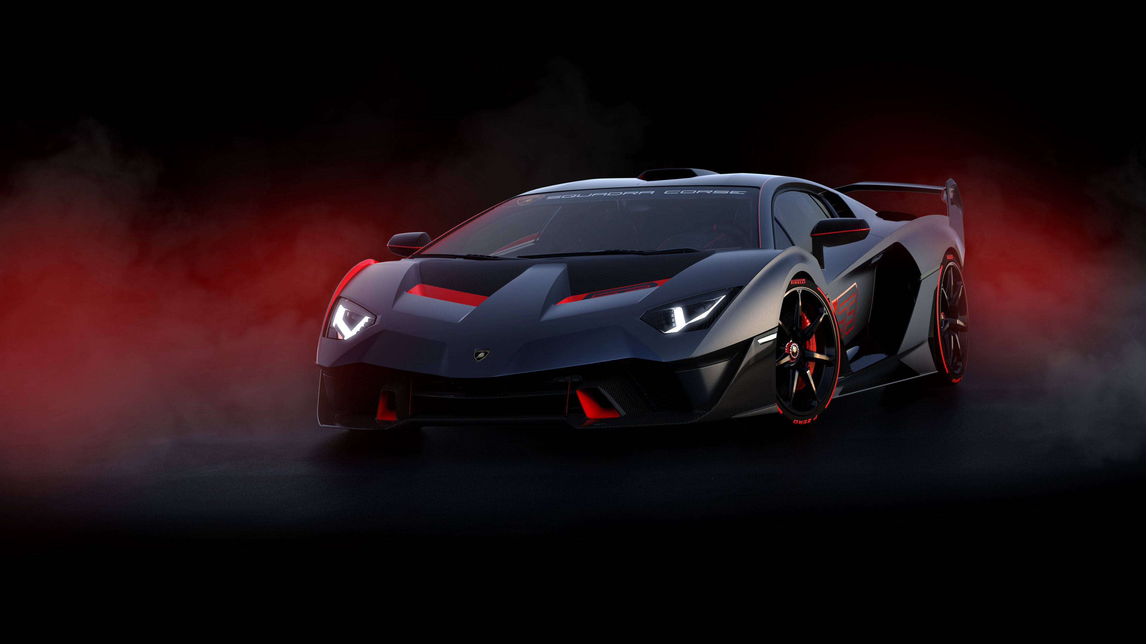 Автомобиль 4K матовый черный Lamborghini Обои