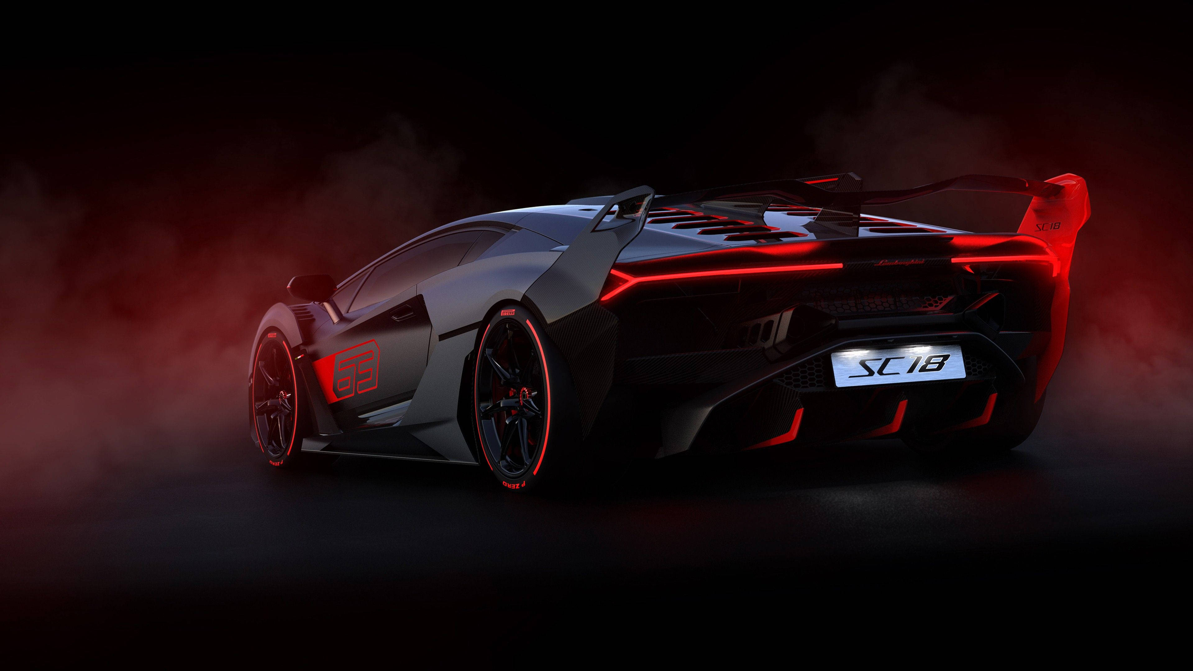 Эстетичный 4K автомобиль красный Lamborghini Aventador Обои
