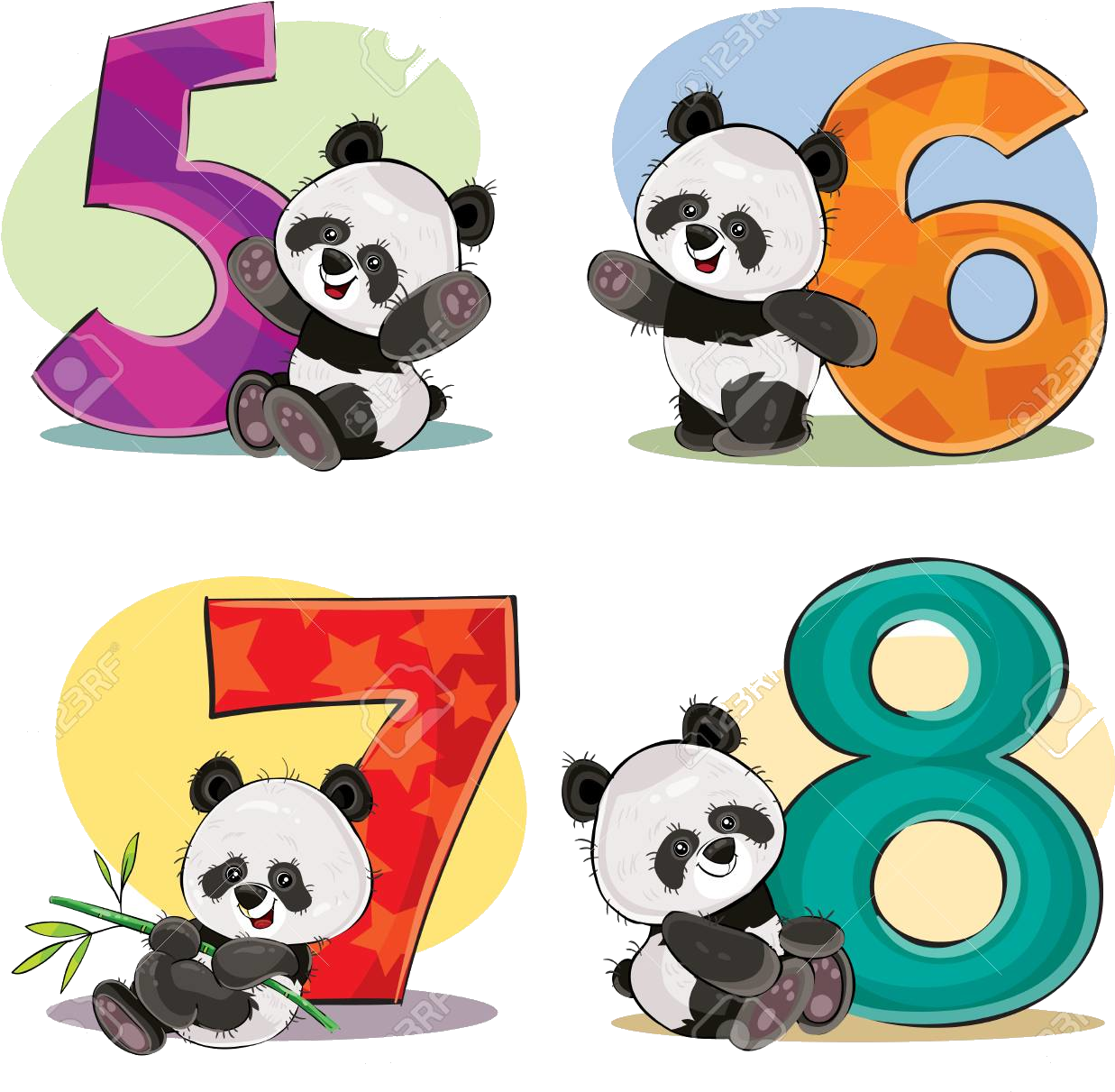 Панда_ Цифры_5_до_8 Обои
