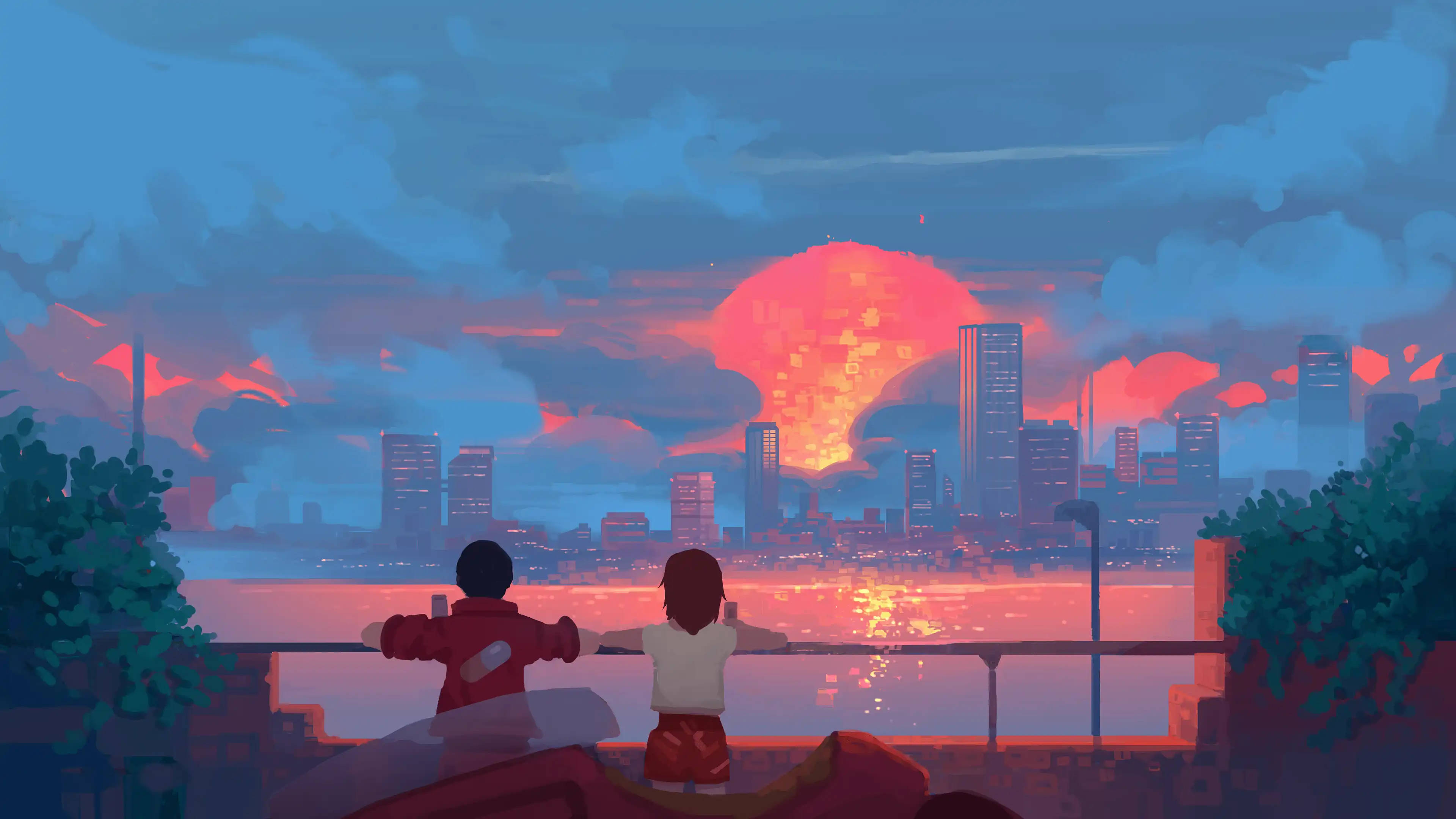 Эстетичное аниме-арт оформление рабочего стола Akira Обои