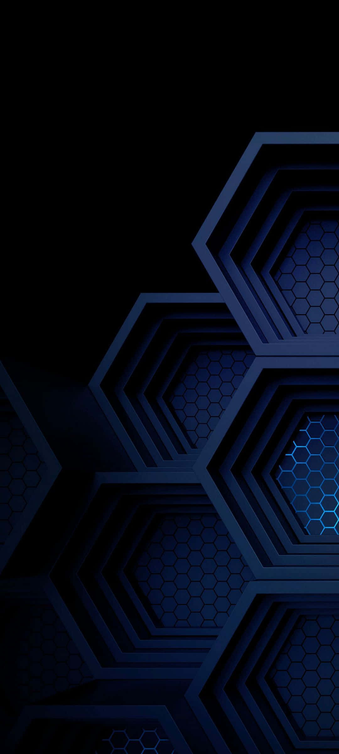 Синие гексагоны AMOLED Обои