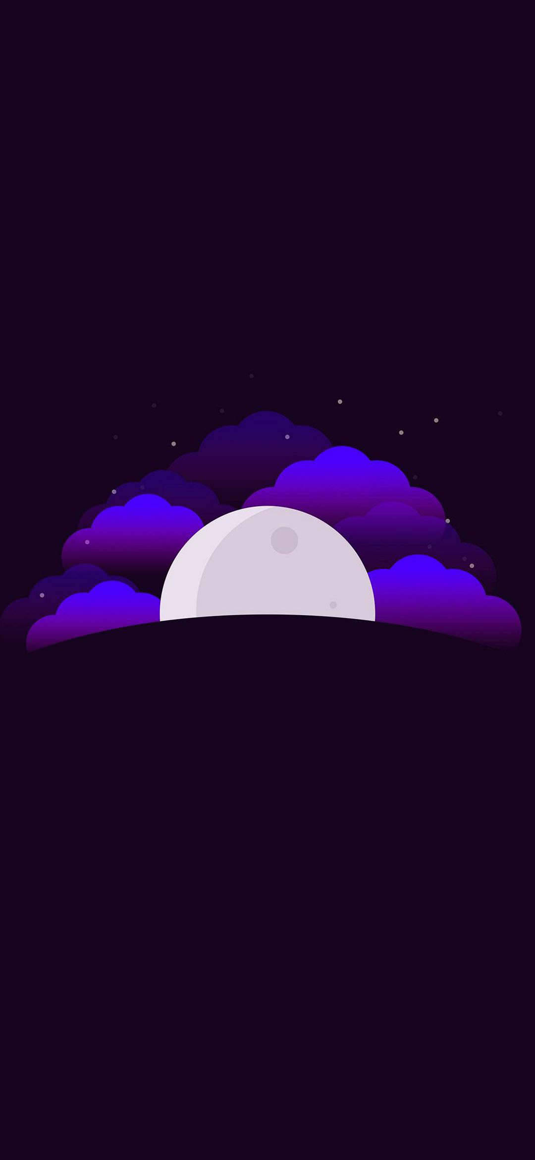 Луна Фиолетовые облака Минимализм Android Обои