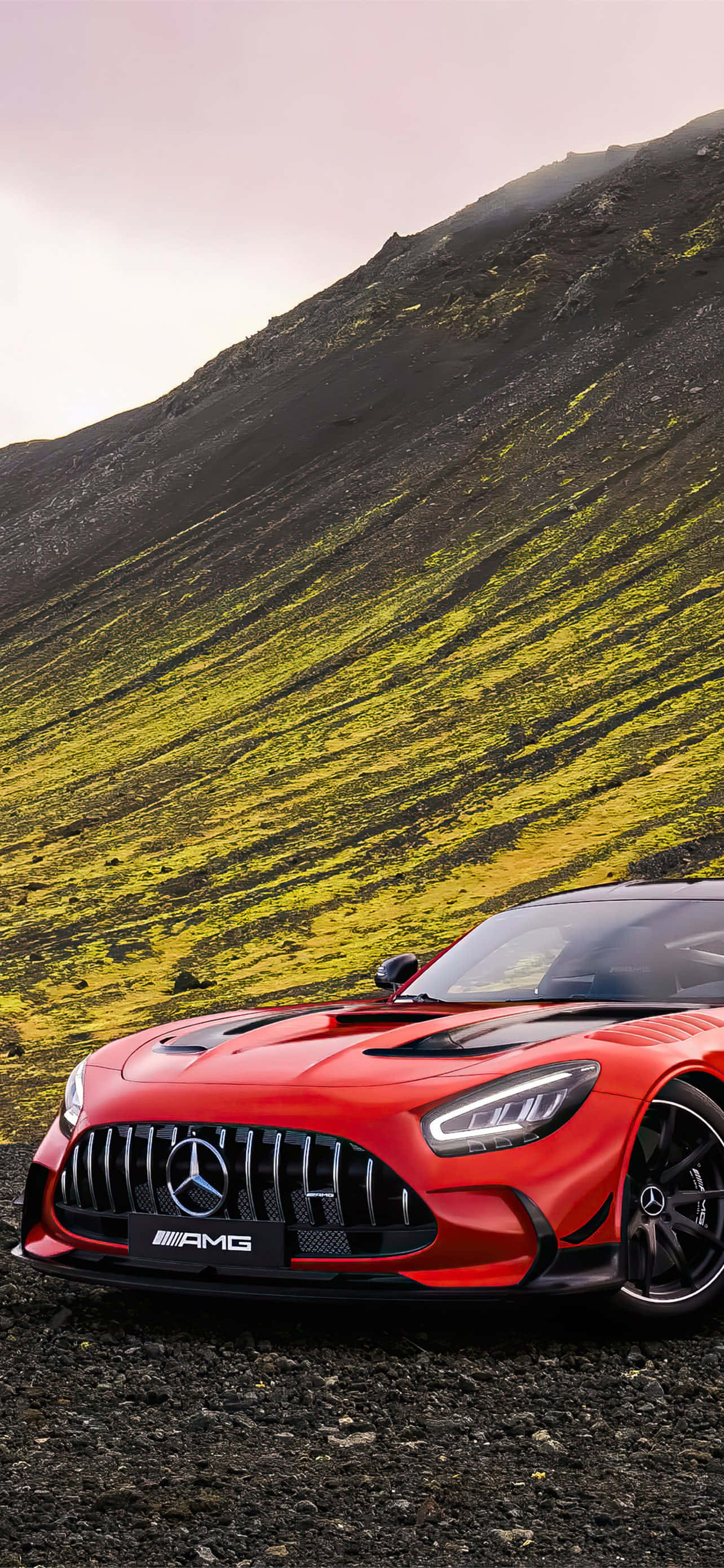 Оранжевый фон Android Amg Gt-r на холме Обои