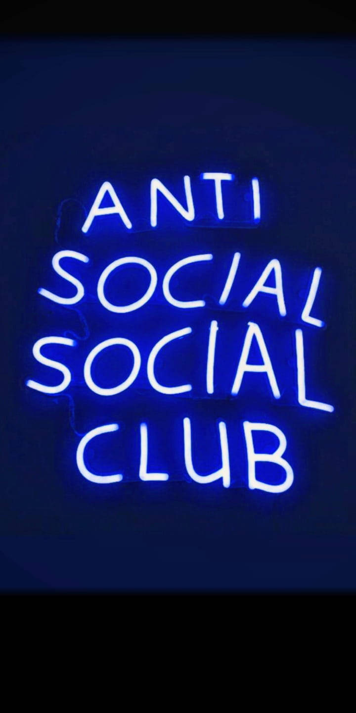 Anti Social Social Club синий неон Обои