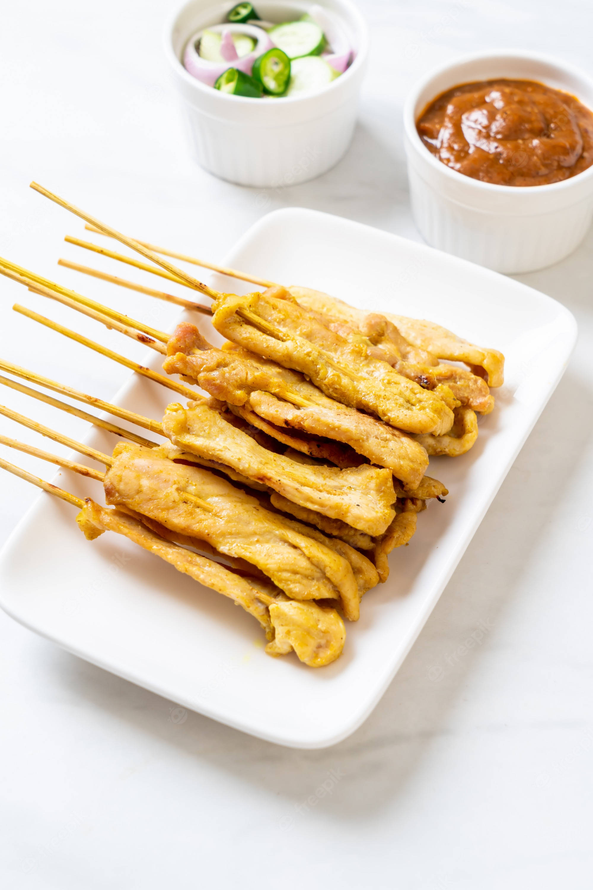 Appetizing Chicken Satay Asian Food Обои