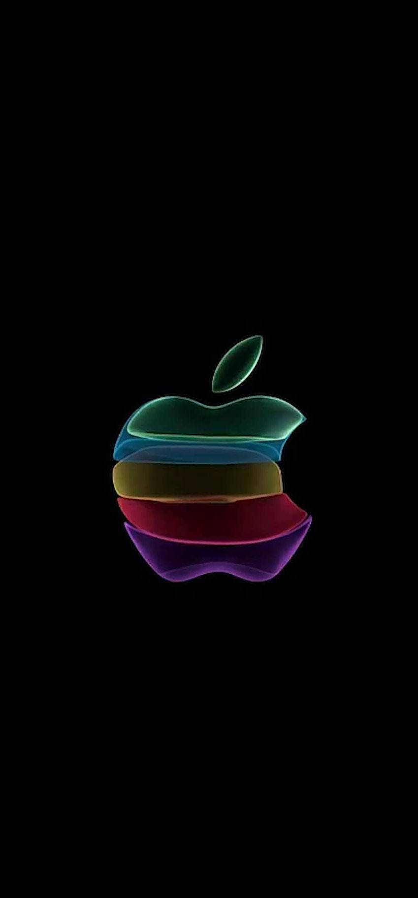 Минималистичный радужный логотип Apple iOS 11 Обои