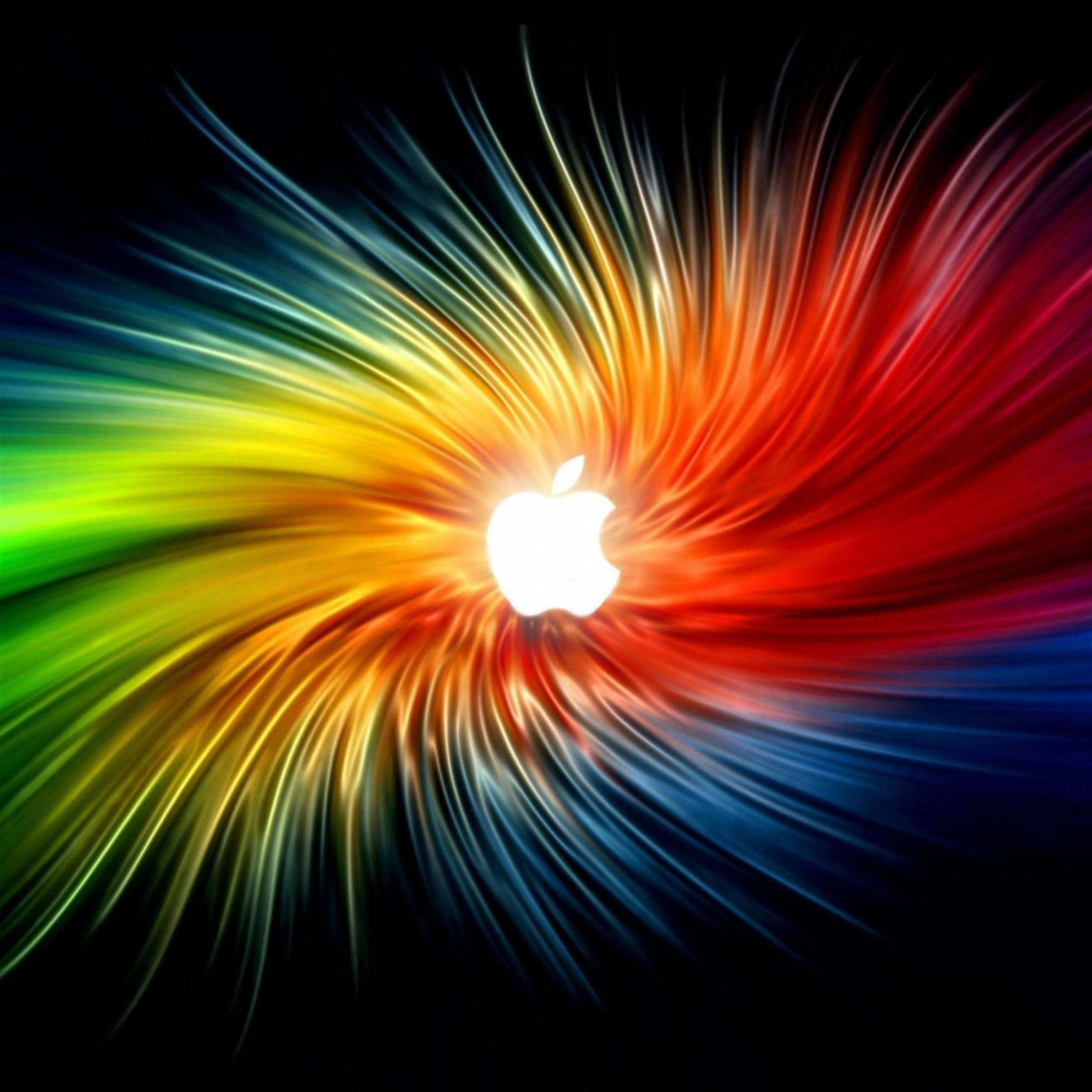 Логотип Apple на радужной ткани для iPad Pro Обои
