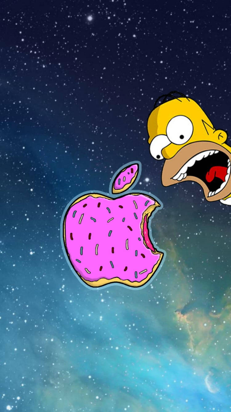 Розовый пончик с логотипом Apple для iPhone Обои