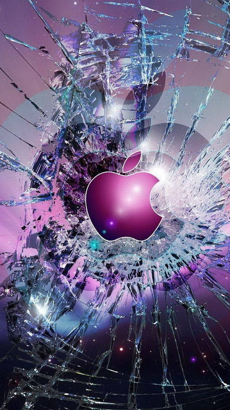 Фиолетовый логотип Apple для iPhone Обои