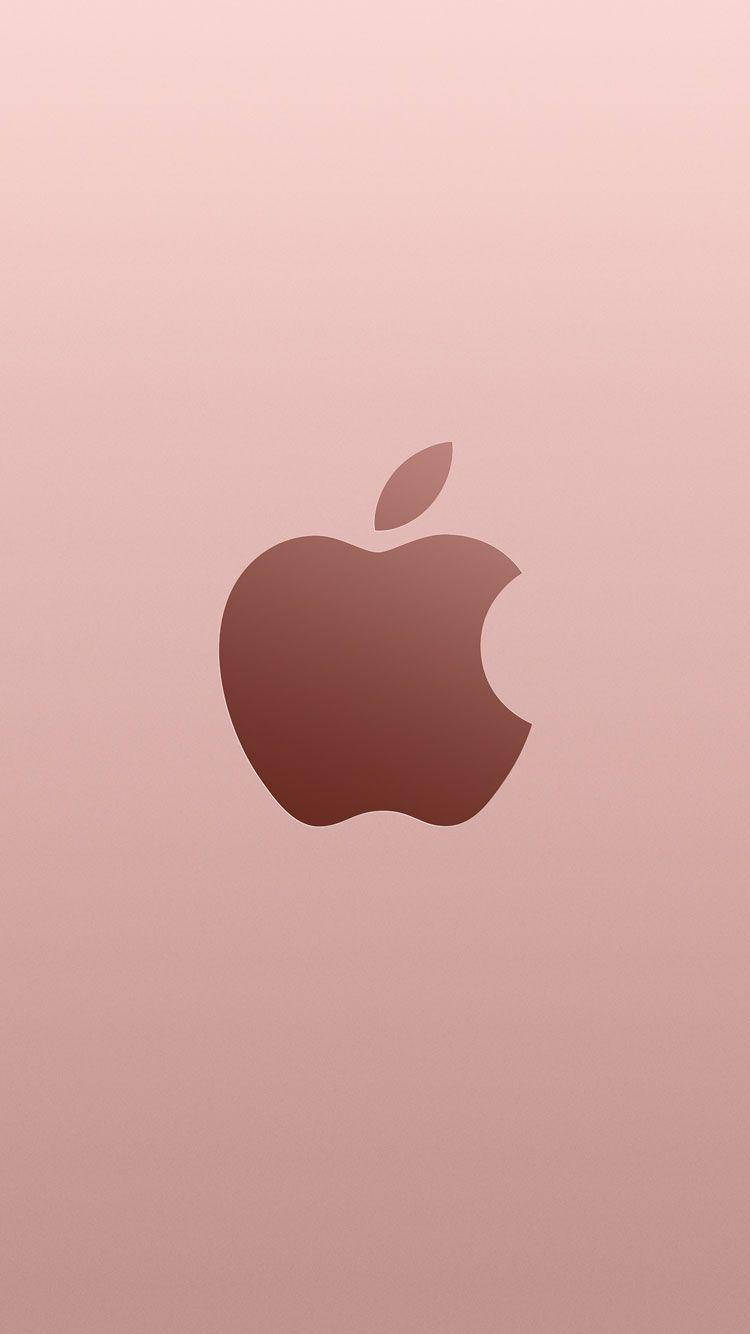 Розово-золотой логотип Apple iPhone SE Обои