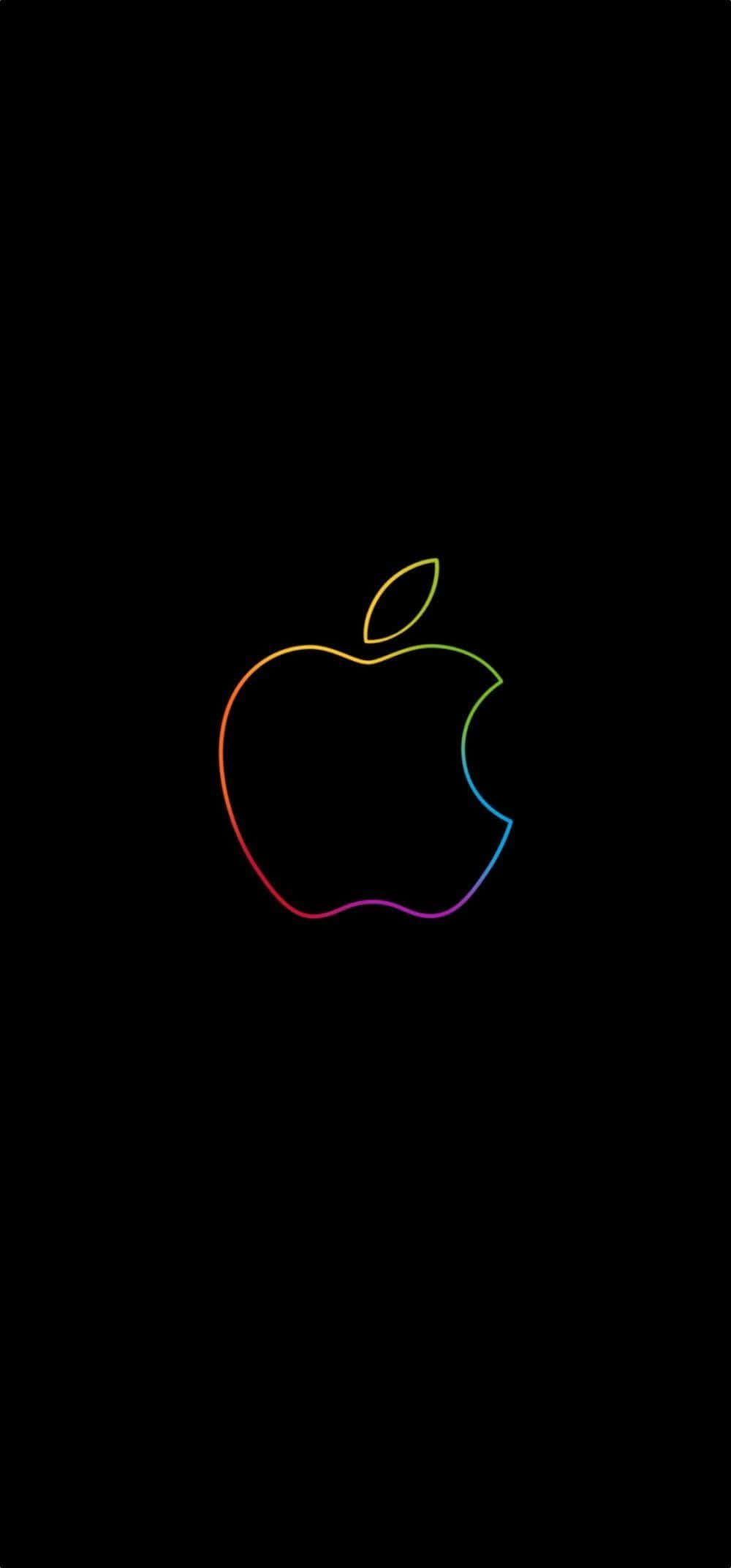 «Сияющий радужный логотип Apple на гладком фоне iPhone» Обои