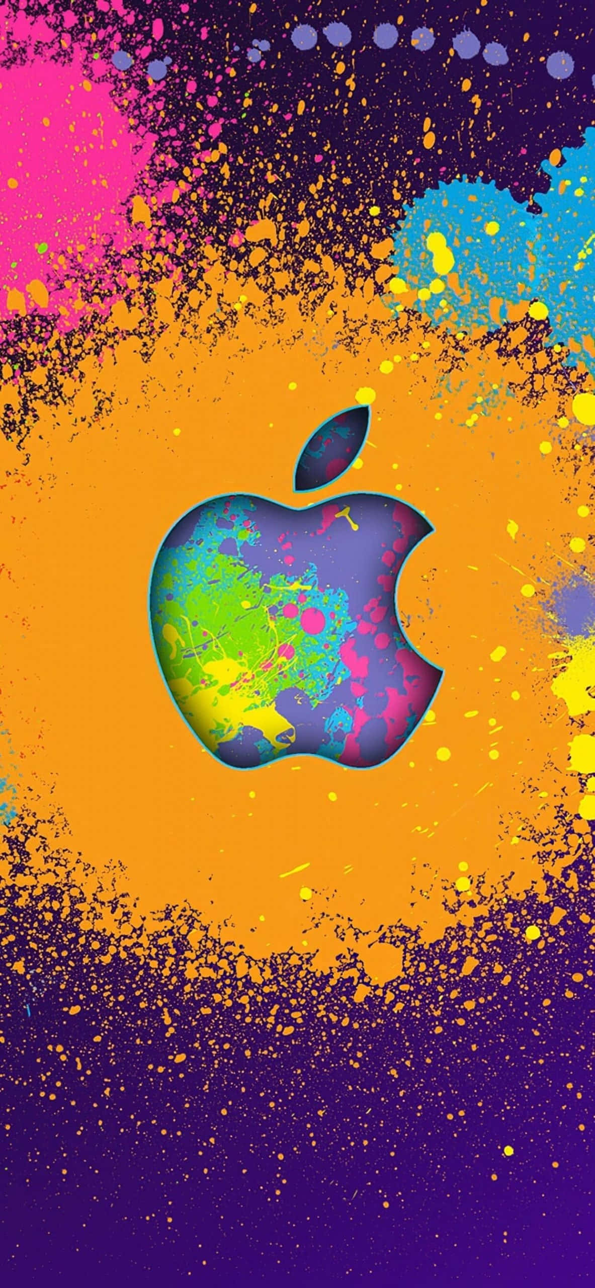 Логотип Apple в Красках iPhone XS Обои