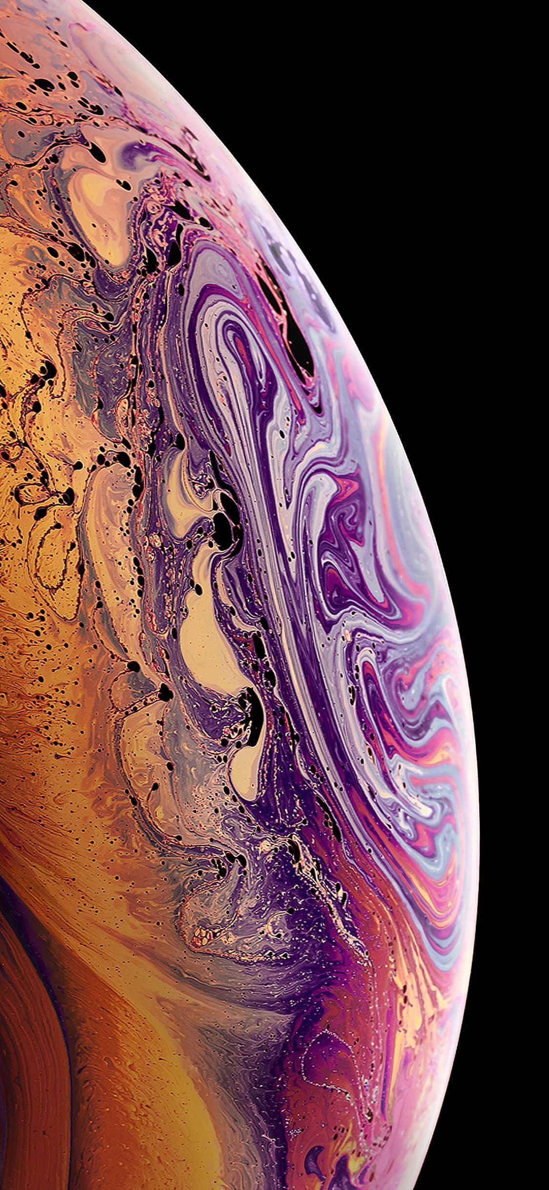 Apple iPhone XS фиолетовый градиент пузырь Обои