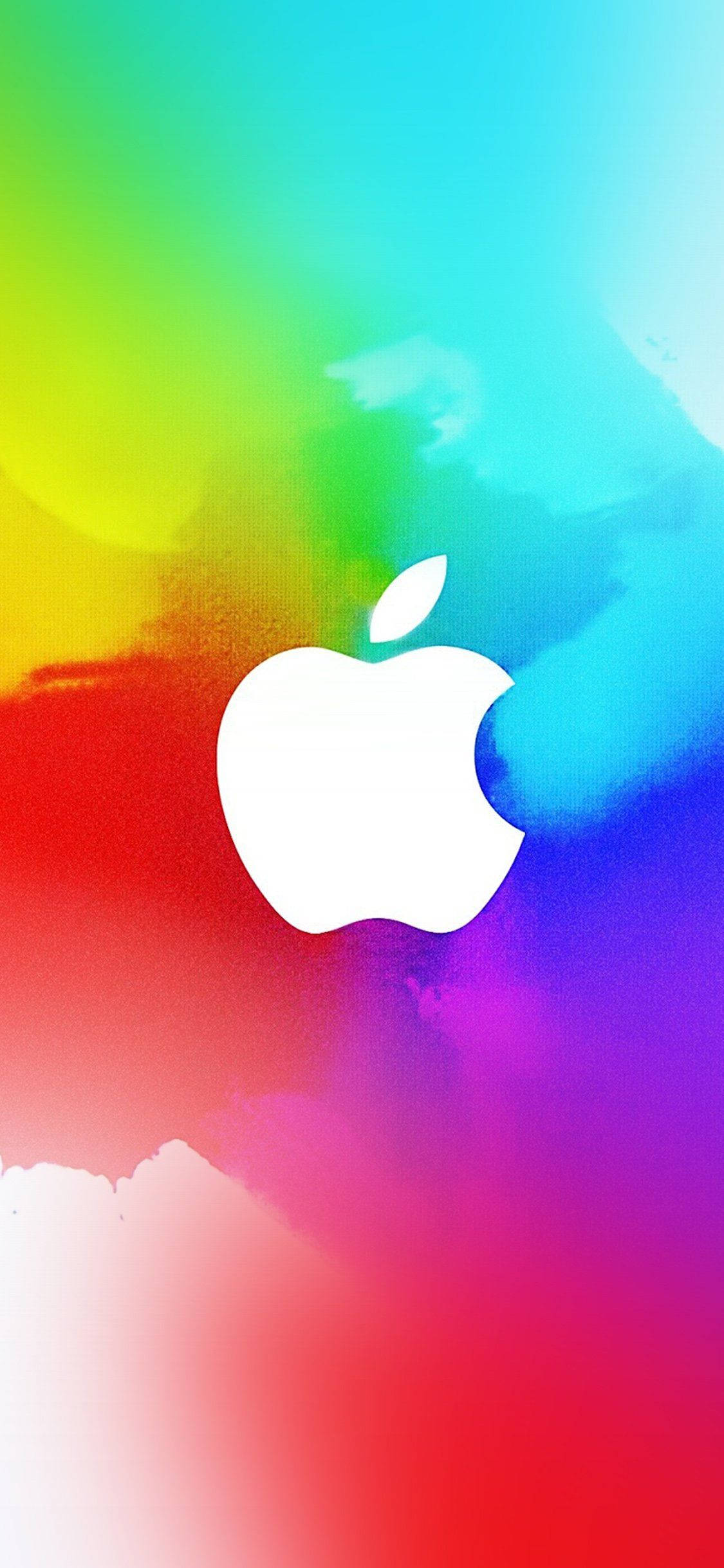 Радужный белый логотип Apple iPhone Обои
