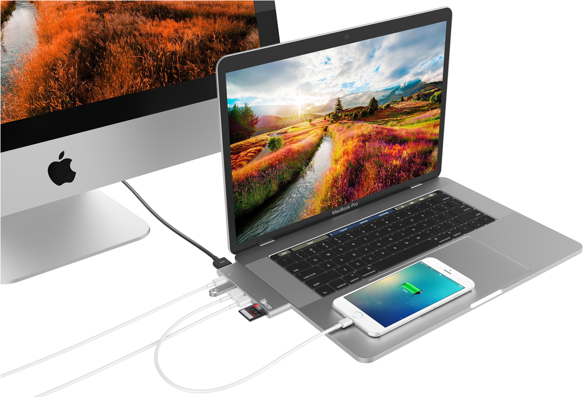 Apple MacBook Pro с iPhone и iMac Обои