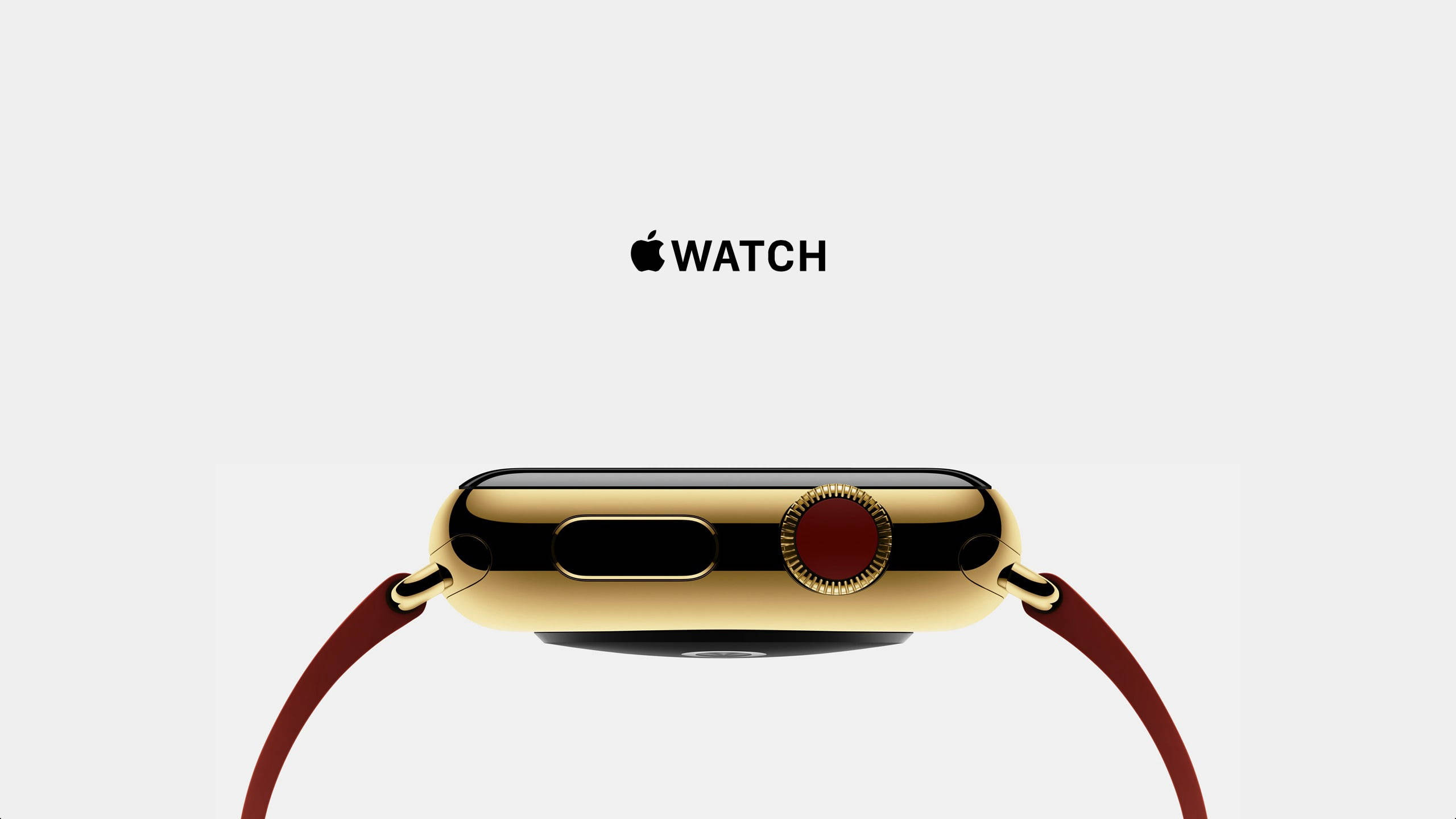 Apple Watch с золотым безелем и красной коронкой Обои