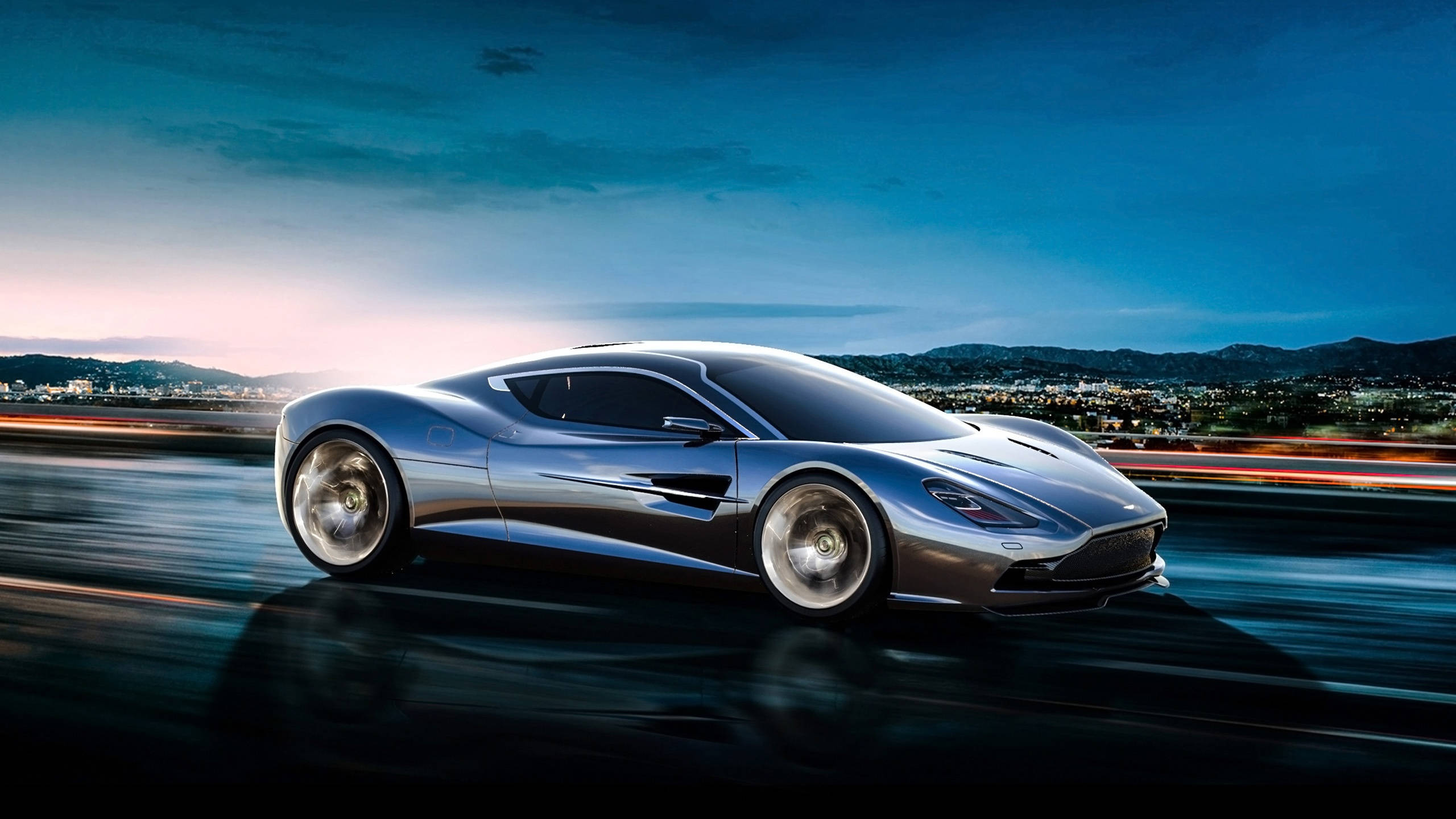 Крутая синяя Aston Martin Обои