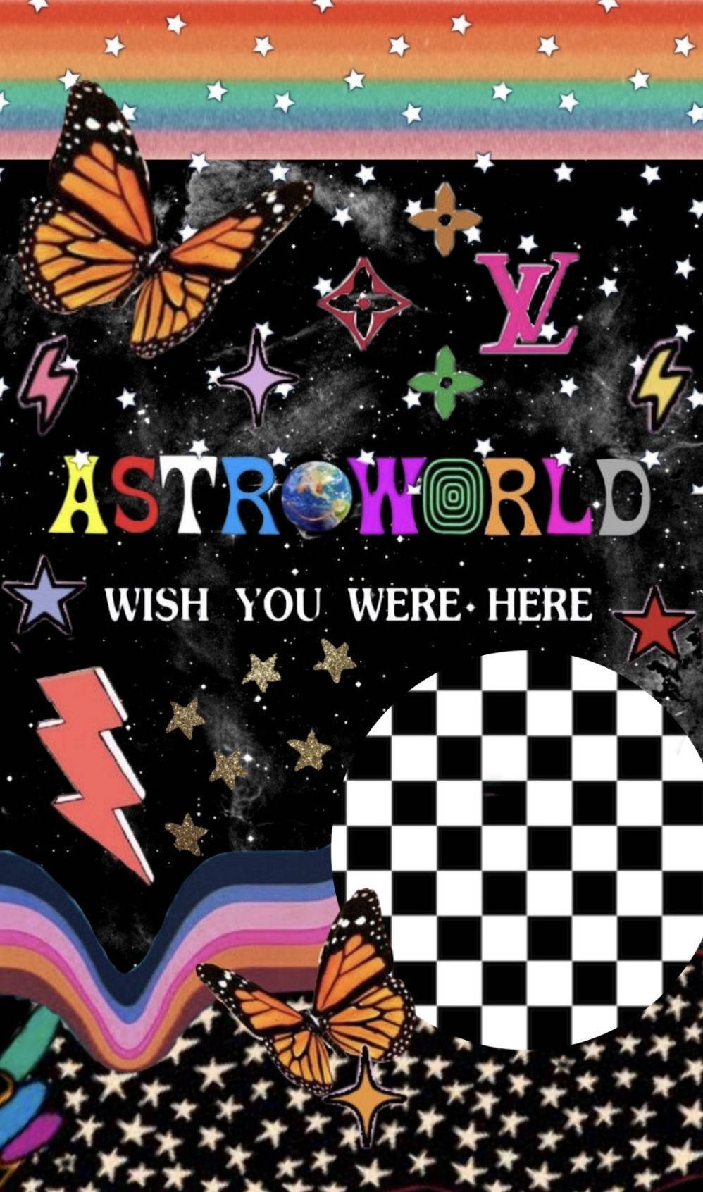 Эстетичный триповый Astroworld Travis Scott Бабочки Обои