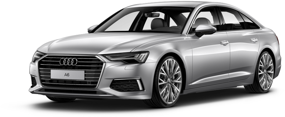 Серебристый седан Audi A6 в профиль Обои