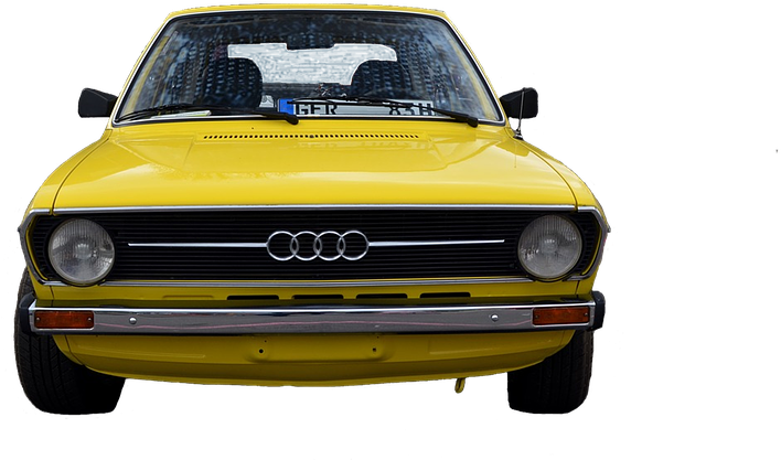 Винтажный желтый Audi вид спереди Обои