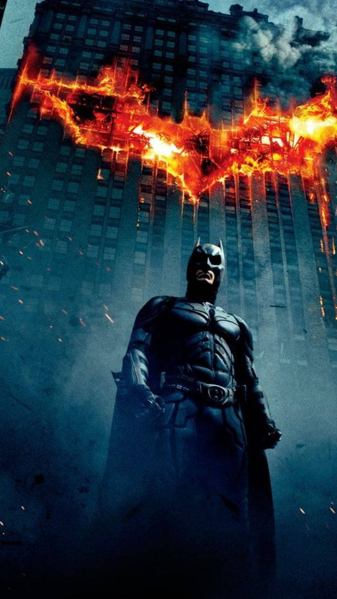 Горящее здание и Бэтмен из Batman Arkham Knight для iPhone Обои