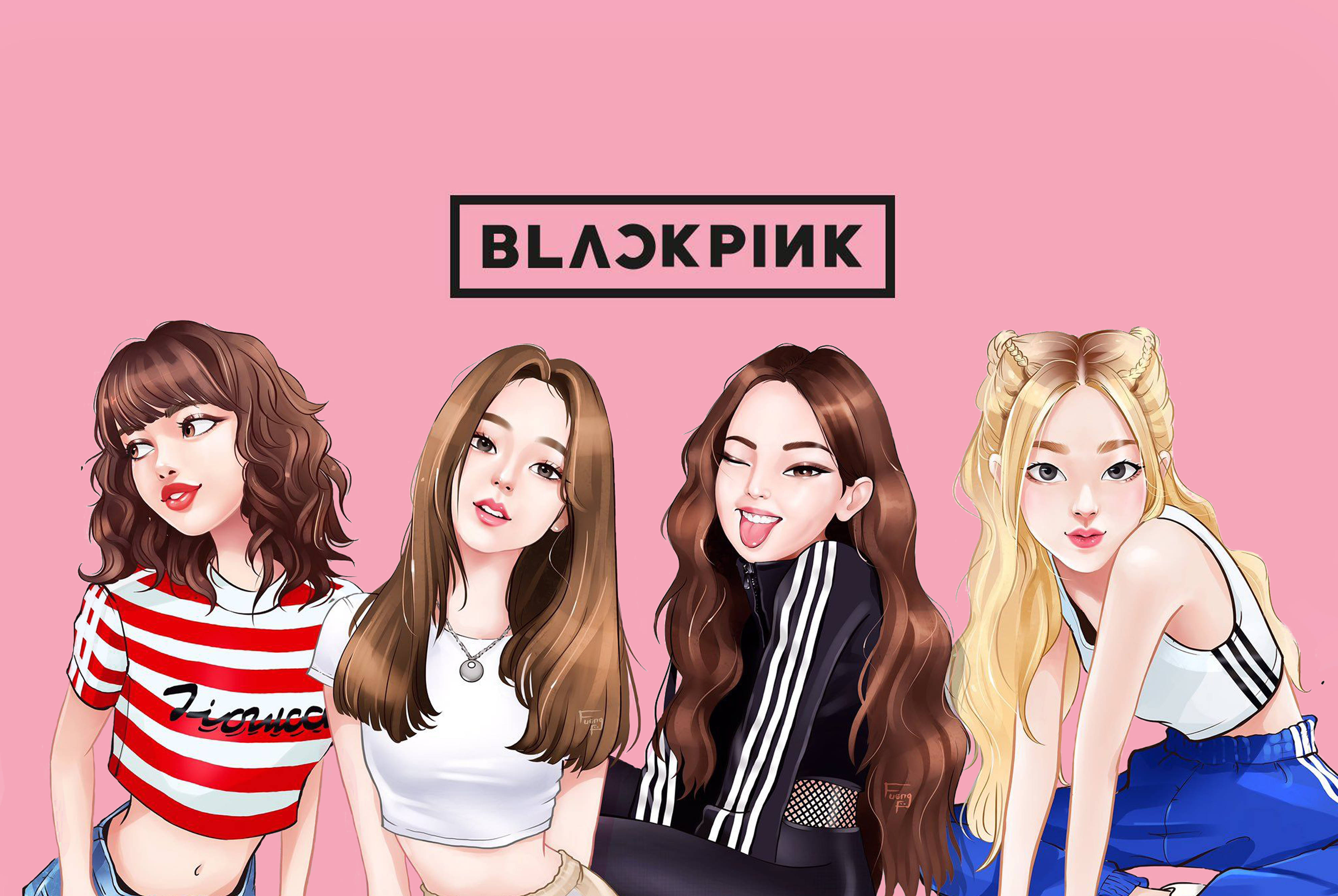 Милый мультяшный арт Blackpink Обои