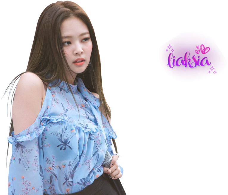 Участница Blackpink в синем цветочном топе Обои