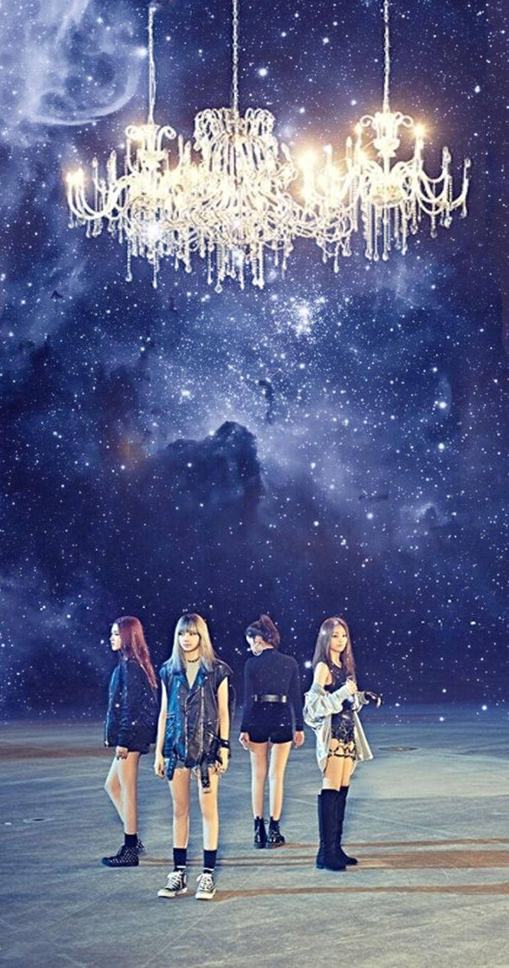 Свист Blackpink и люстра сияют в галактике Обои