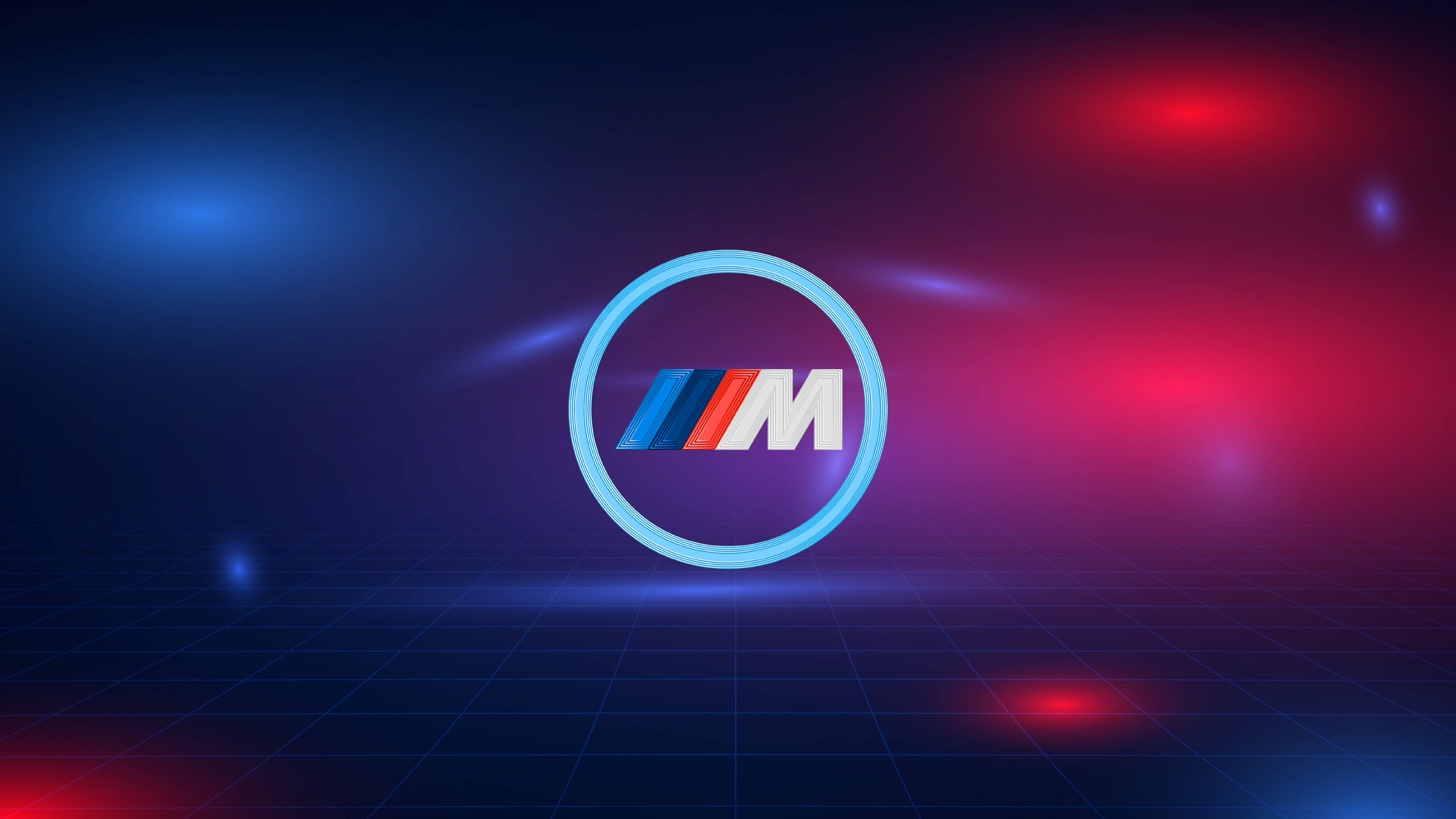Сине-красные огни логотипа BMW M Обои