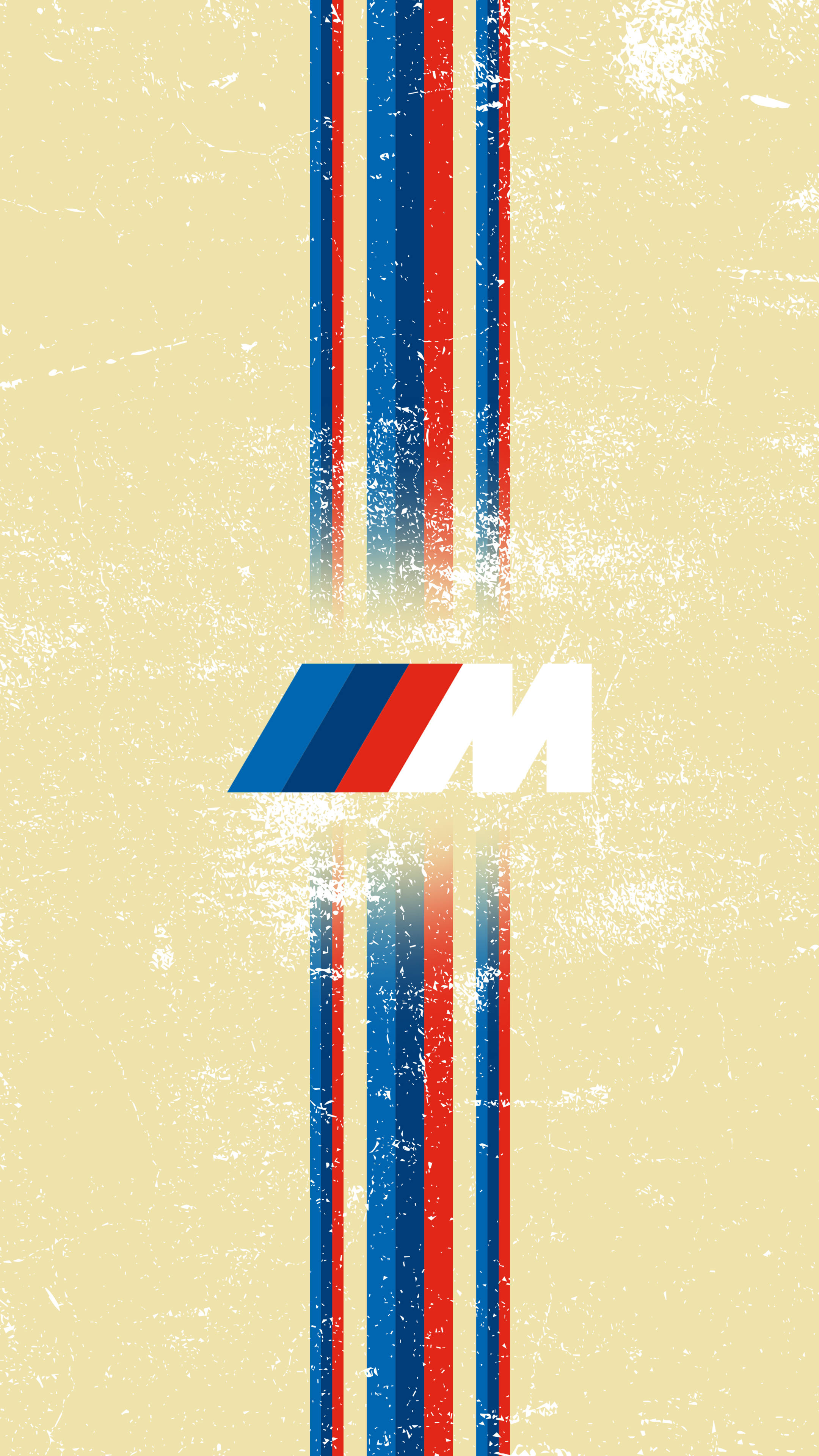 Полосатый логотип BMW M на жёлтом фоне Обои