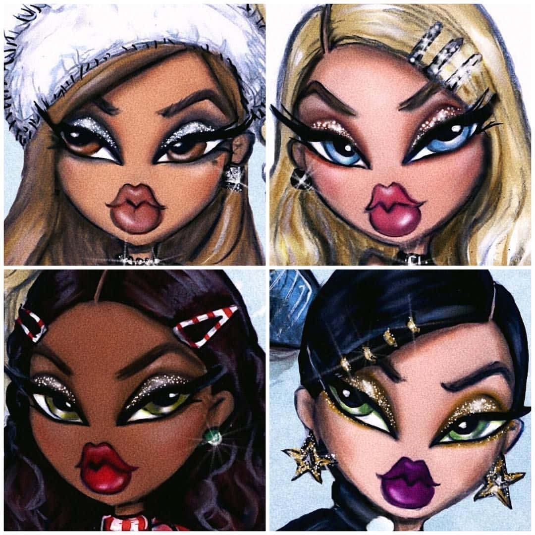 Культовая четвёрка кукол Bratz в эстетике Обои
