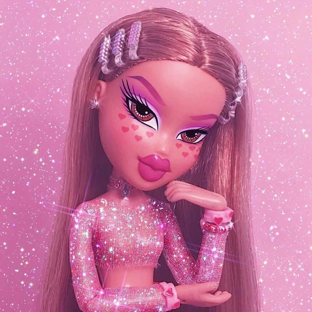 Розовая блестящая эстетика куклы Bratz Обои