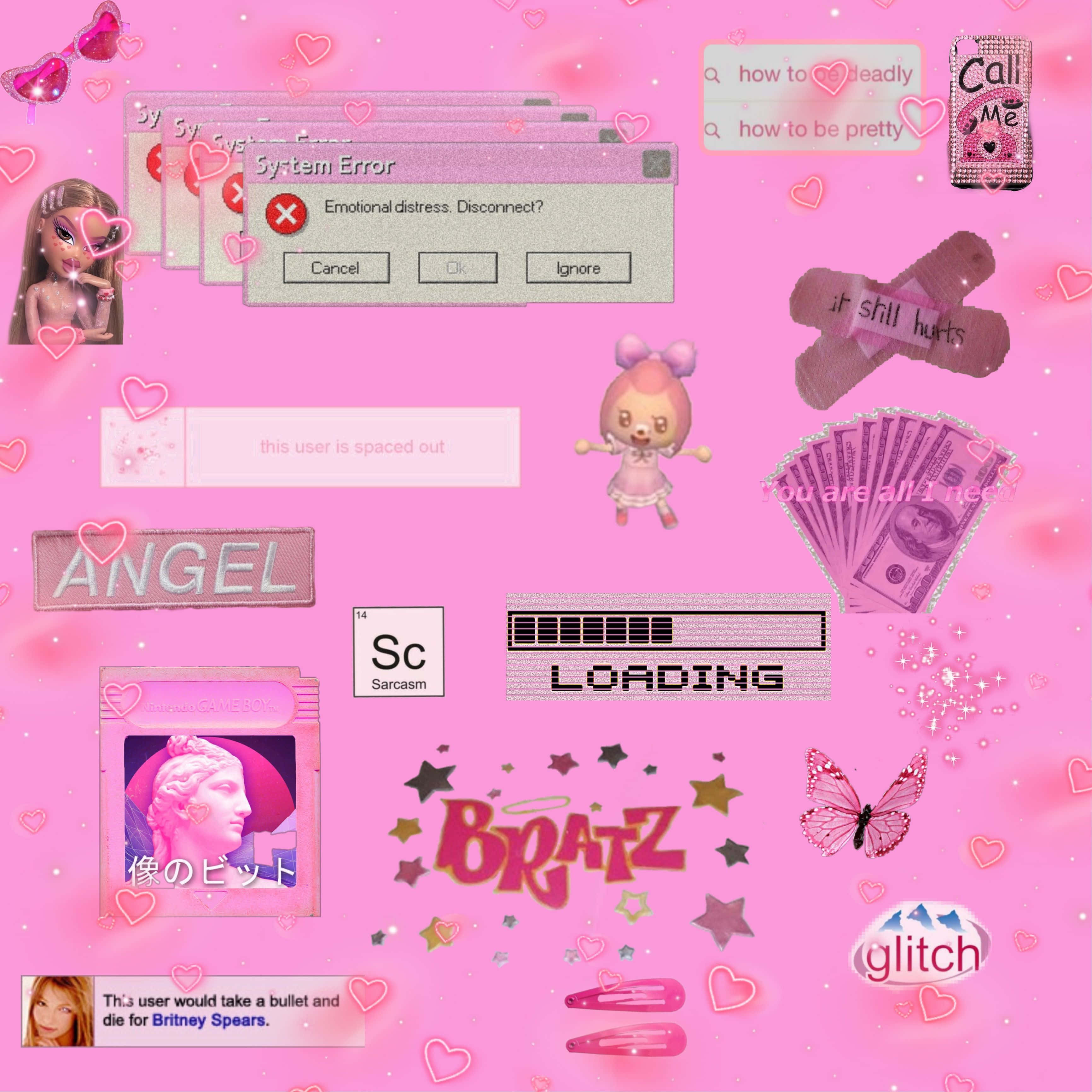 Компьютерный фон Bratz в розовом стиле Y2K Обои